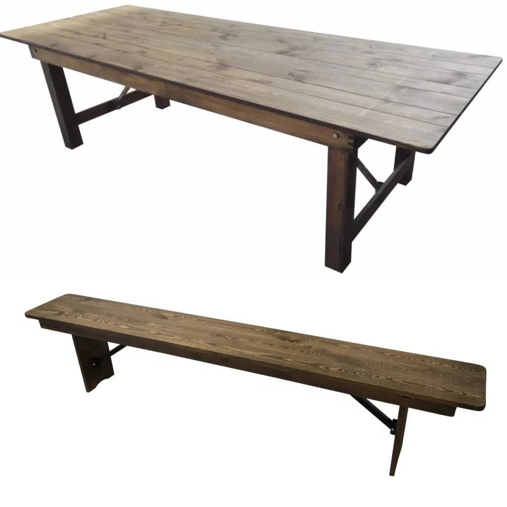 ensemble location table bois brut rustique bordeaux